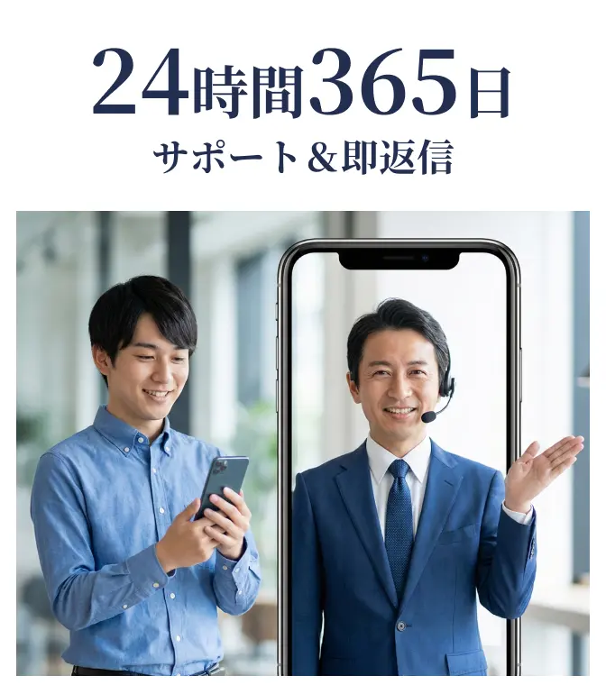 24時間365日サポート＆即返信いたします