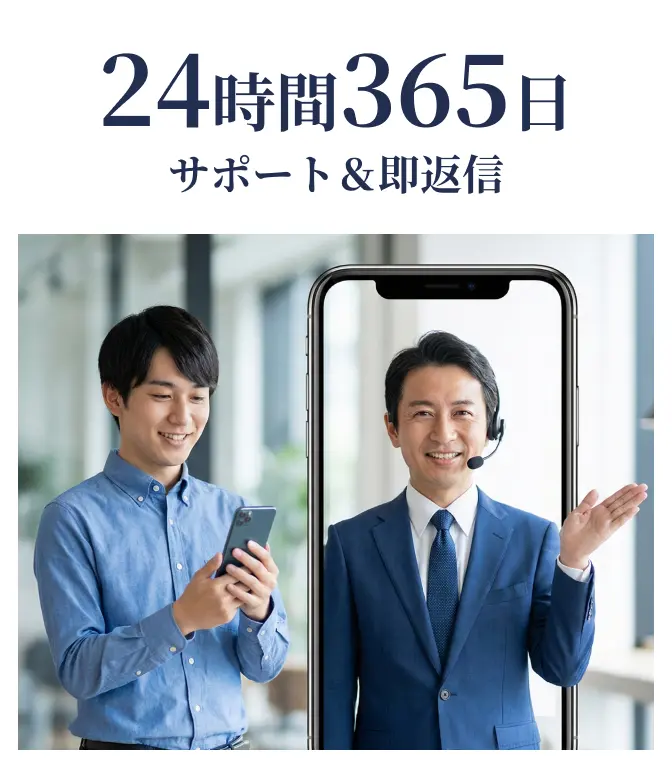 24時間365日サポート＆即返信いたします