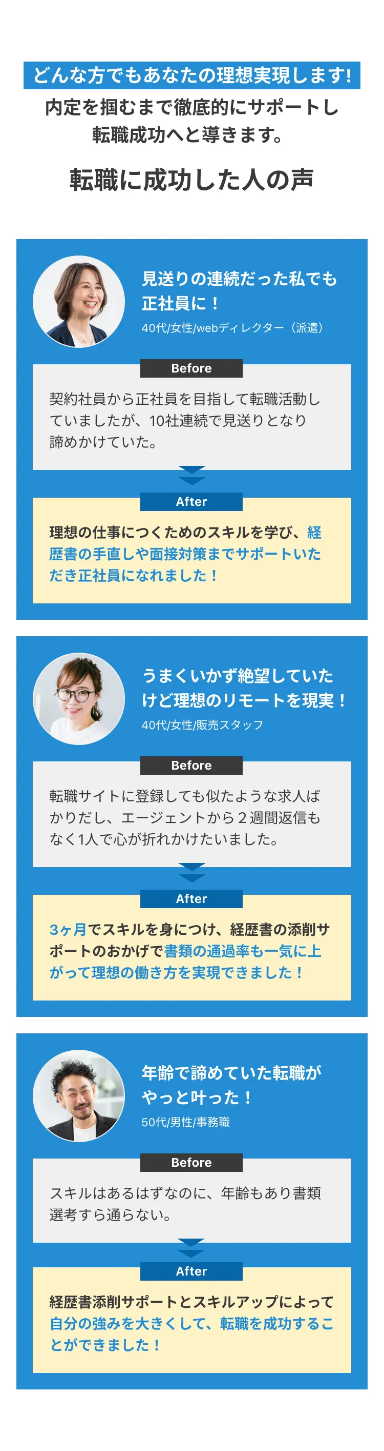 転職に成功した人の声